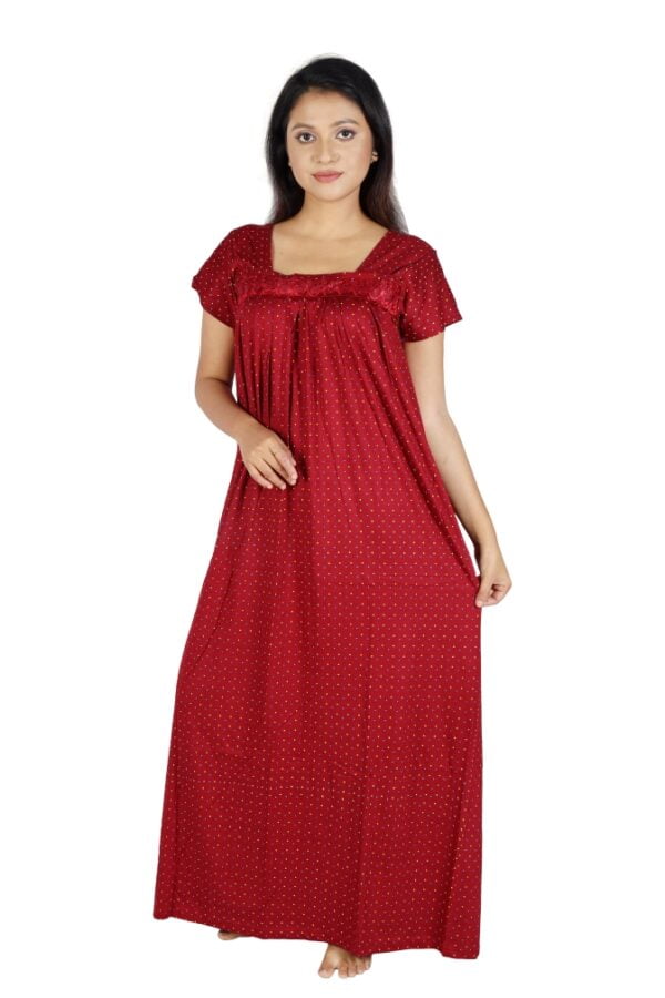 Stylish Poka Dot Printed Women Night Dress Nighty