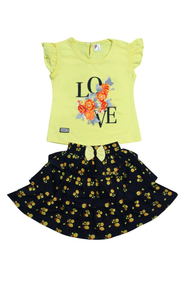 Girls Cotton Top And Printed Frock Dress Set Upto 0-3 Years