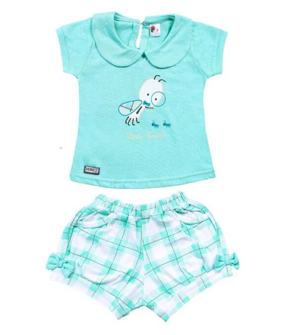 Girls Party Wear Printed Cotton Top And Shorts Set Upto 0-3 Years