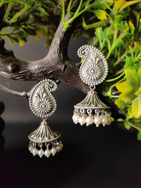 Silver Oxidised Alloy Jhumka Earring For Women Drop & Dangler