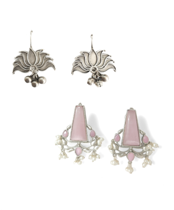 Womens Ethnic Design Silver Oxidized Combo Earring Jewelry D8