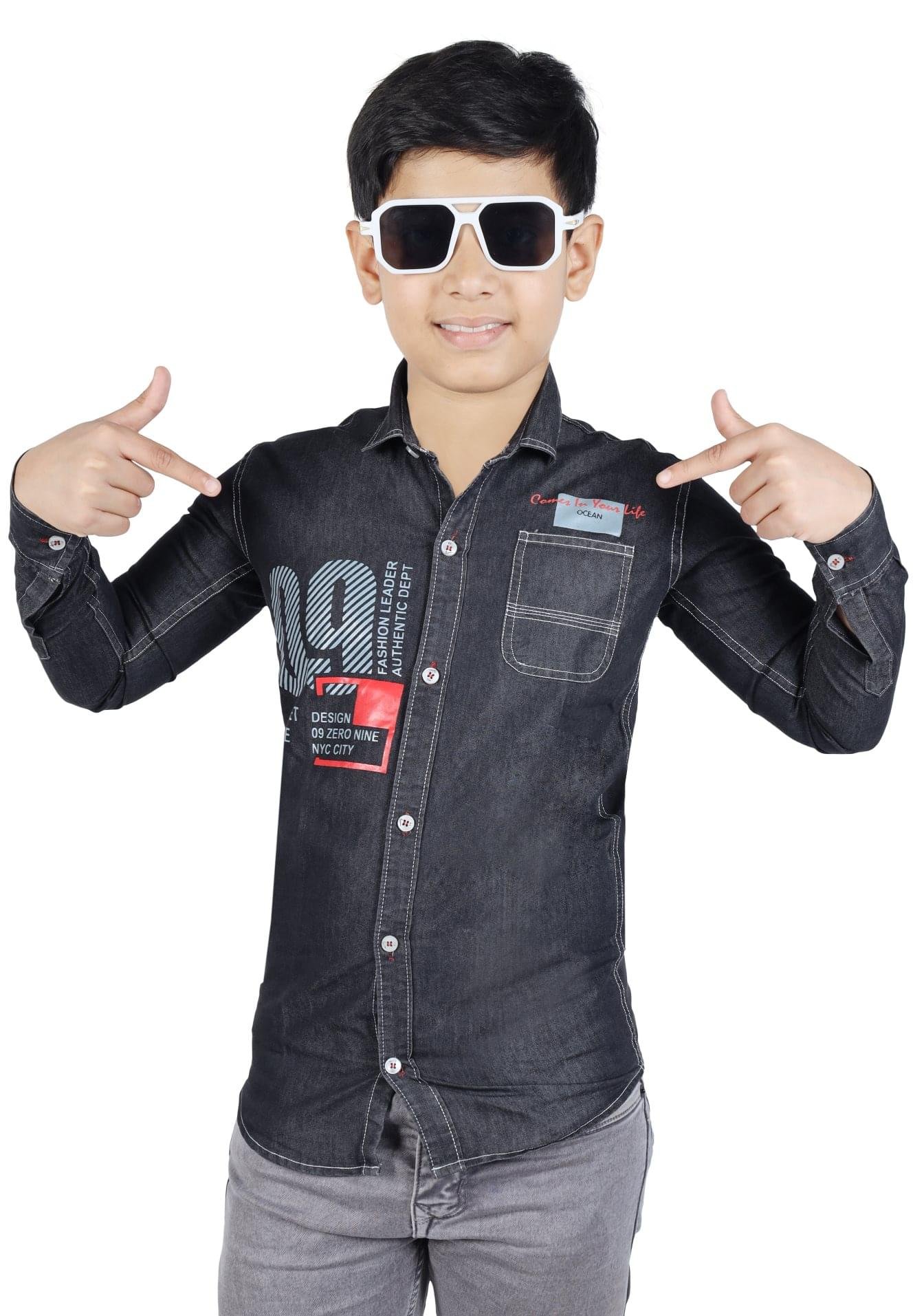 Kid's Boys Full Sleeve Cotton Denim Shirt - Image 1